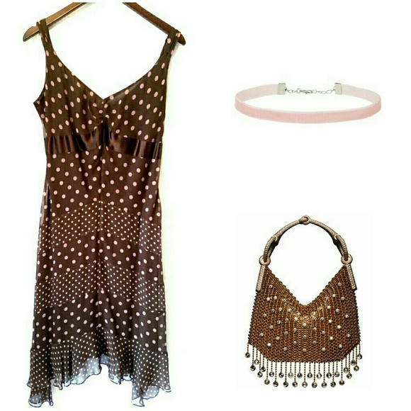 BCBG Dresses & Skirts - PRICE⬇BCBG Mocha & Blush 100% Silk Dress